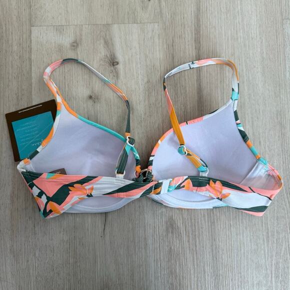 NWT Sunseeker Australia Floral Multicolor Microfiber Swim Bikini Top Size 34B - Picture 2 of 6